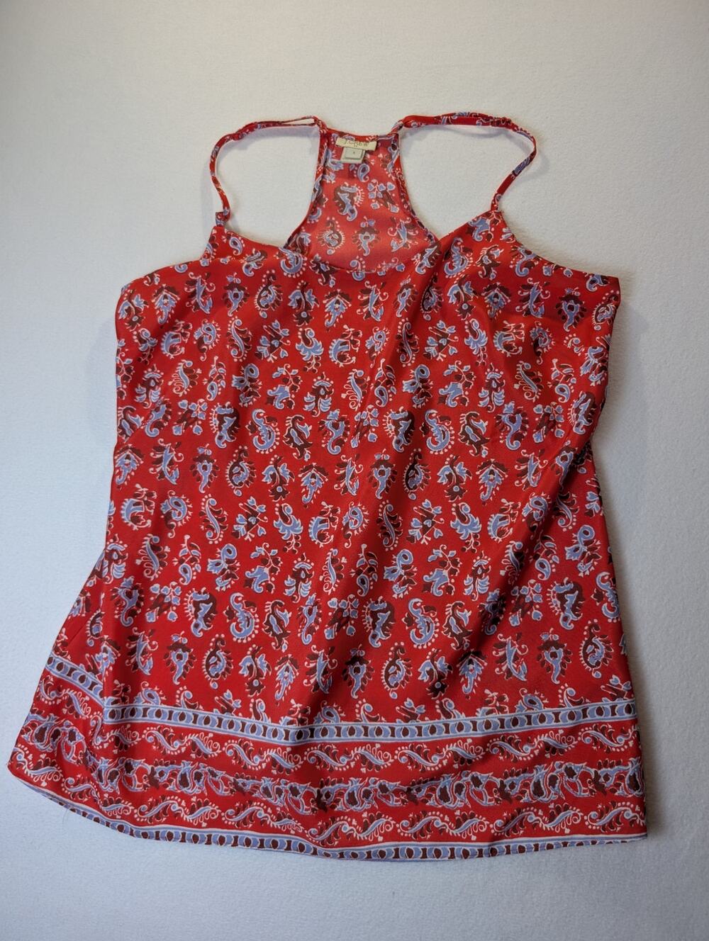 J Crew Red Paisley Racerback Camisole Tank Top Size 8